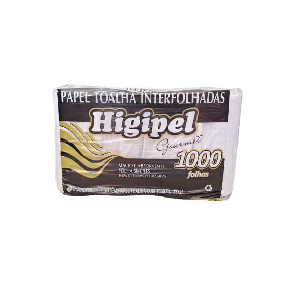 Papel Toalha 1000 folhas Higipel - 100% Celulose 
